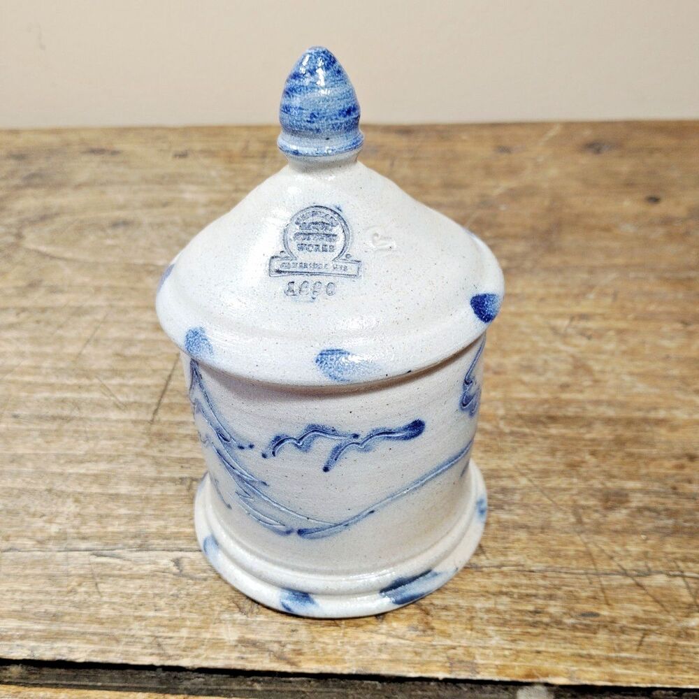 Rowe Glazed Pottery Coin Bank Boy Hoop Rolling w/Dog 1990 Vintage Stoneware